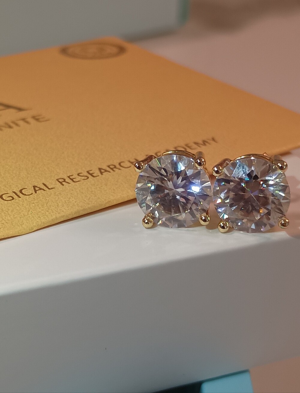 4CT Moissanite Prong Studs Earrings Real 925 Silver 18k G/P GRA CertificateAUTH